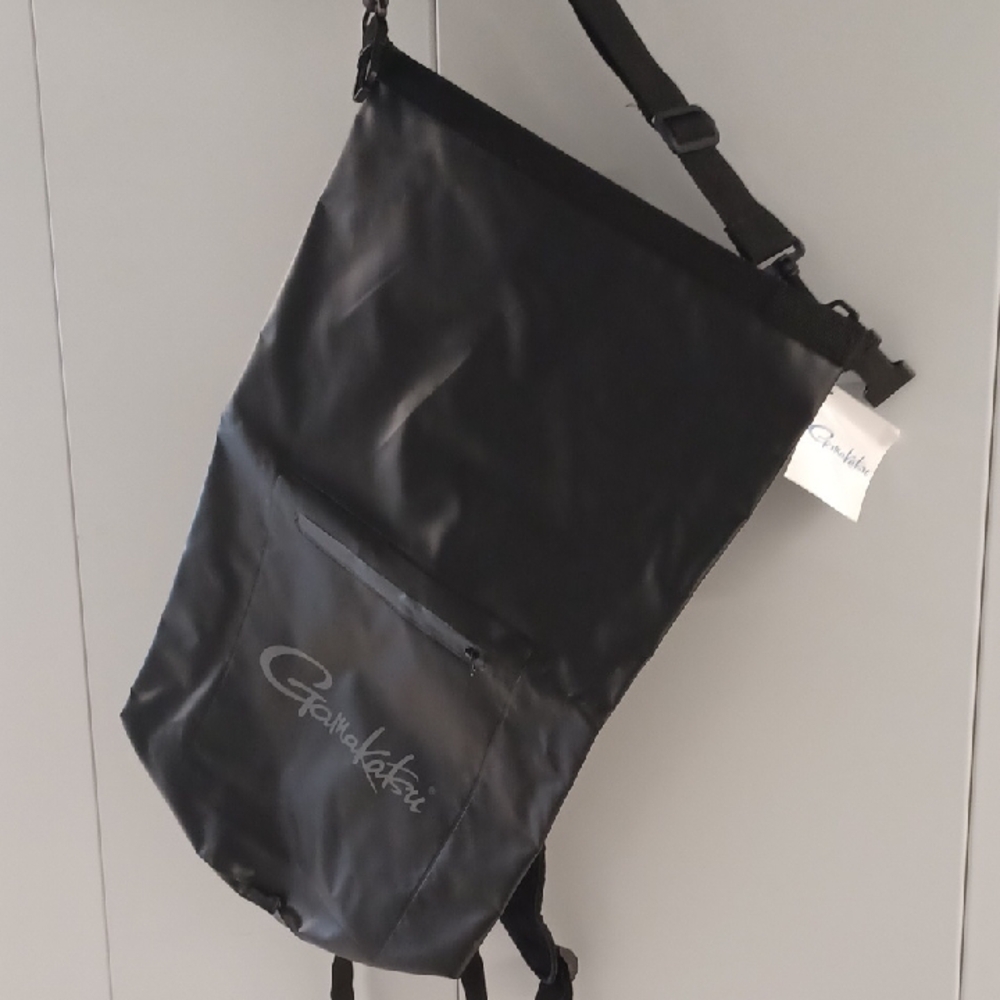 Gamakatsu Waterproof Black 24" BackPack. Rugged Rubber and Nylon. NWT